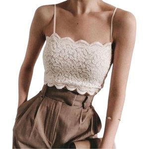 Zara White Lace Bandeau Top Small